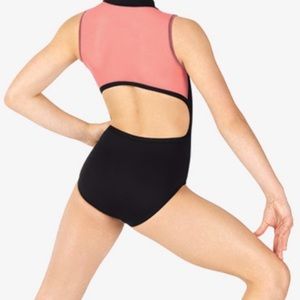 Girls leotard navy and hot pink mesh